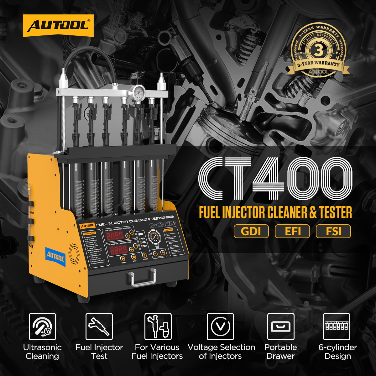 AUTOOL CT400 coche GDI EFI FEI - Fuel Injector Cleaner reseña y precio
